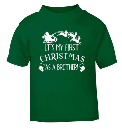 It's my first Christmas as a brother! green Baby Toddler Tshirt 2 Years