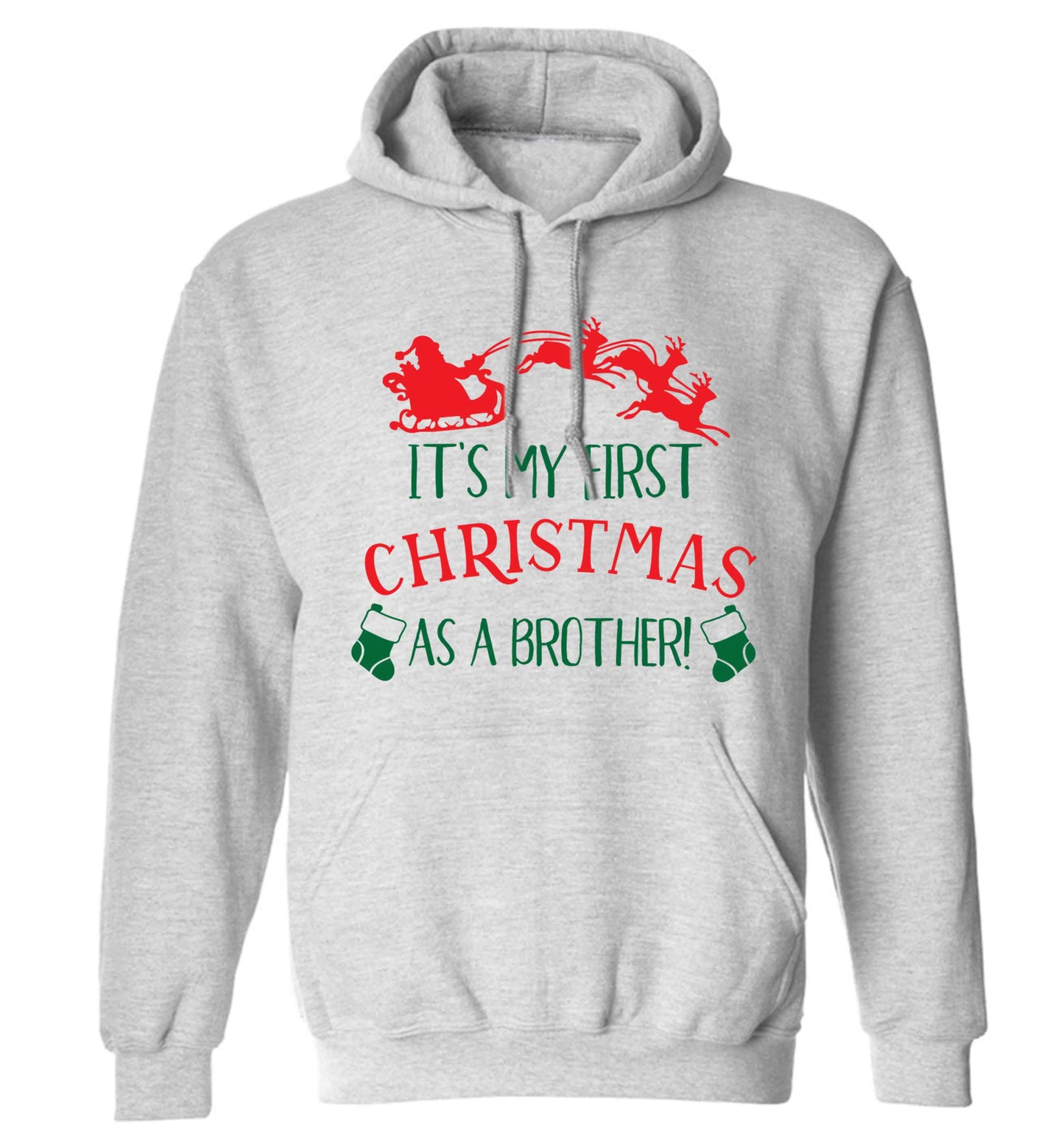 It's my first Christmas as a brother! adults unisex grey hoodie 2XL