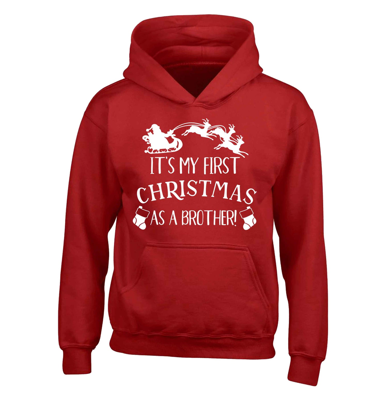 It's my first Christmas as a brother! children's red hoodie 12-13 Years