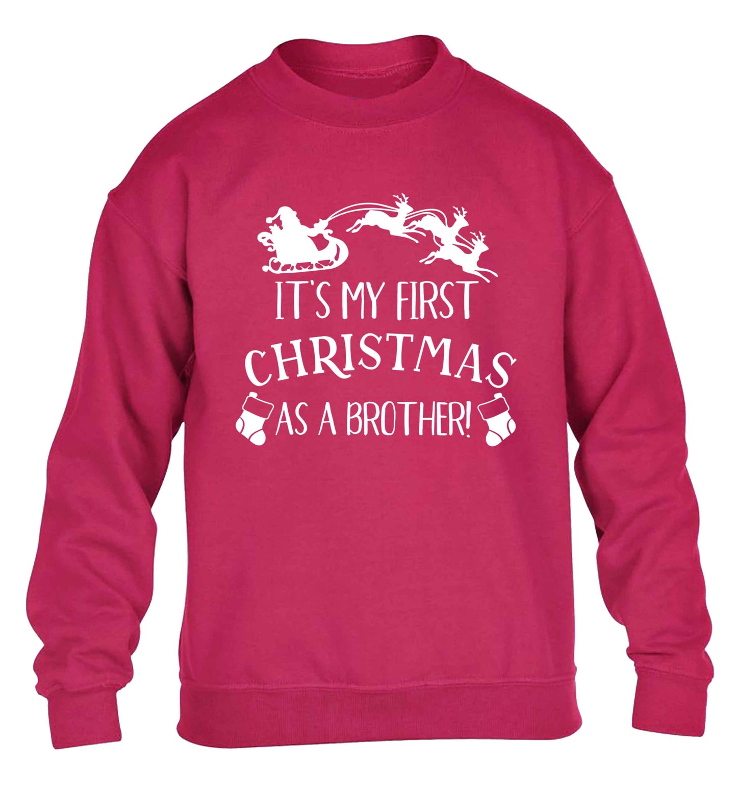 It's my first Christmas as a brother! children's pink sweater 12-13 Years