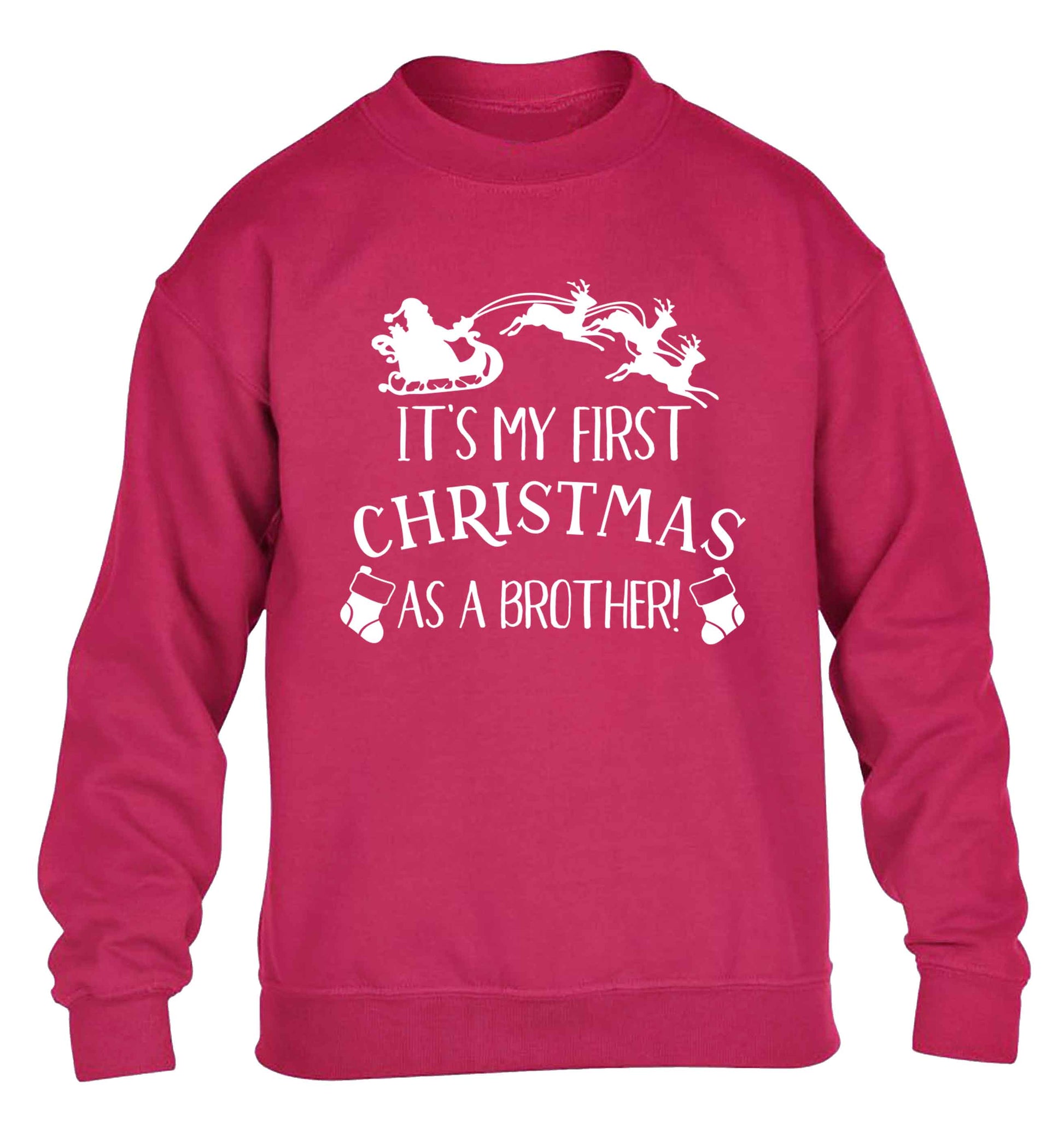 It's my first Christmas as a brother! children's pink sweater 12-13 Years