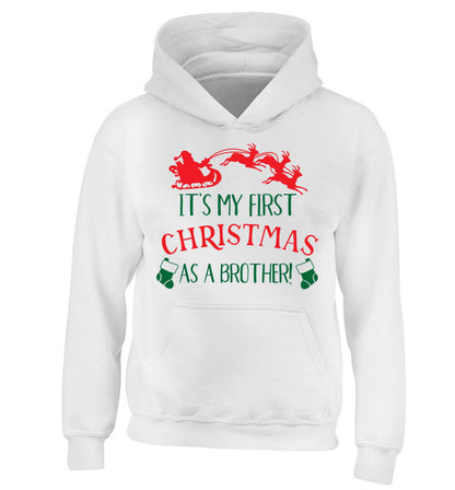 It's my first Christmas as a brother! children's white hoodie 12-13 Years
