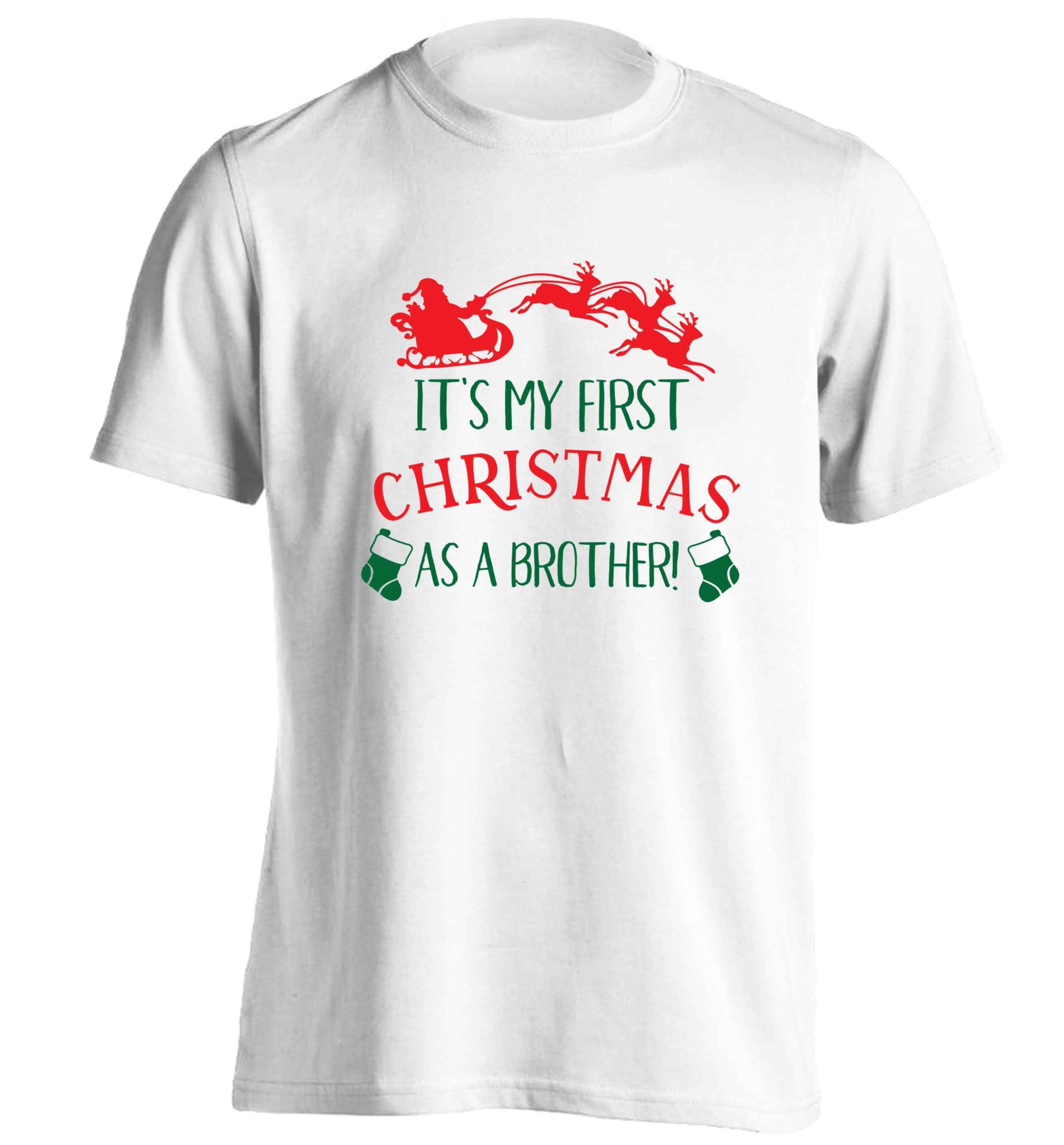 It's my first Christmas as a brother! adults unisex white Tshirt 2XL