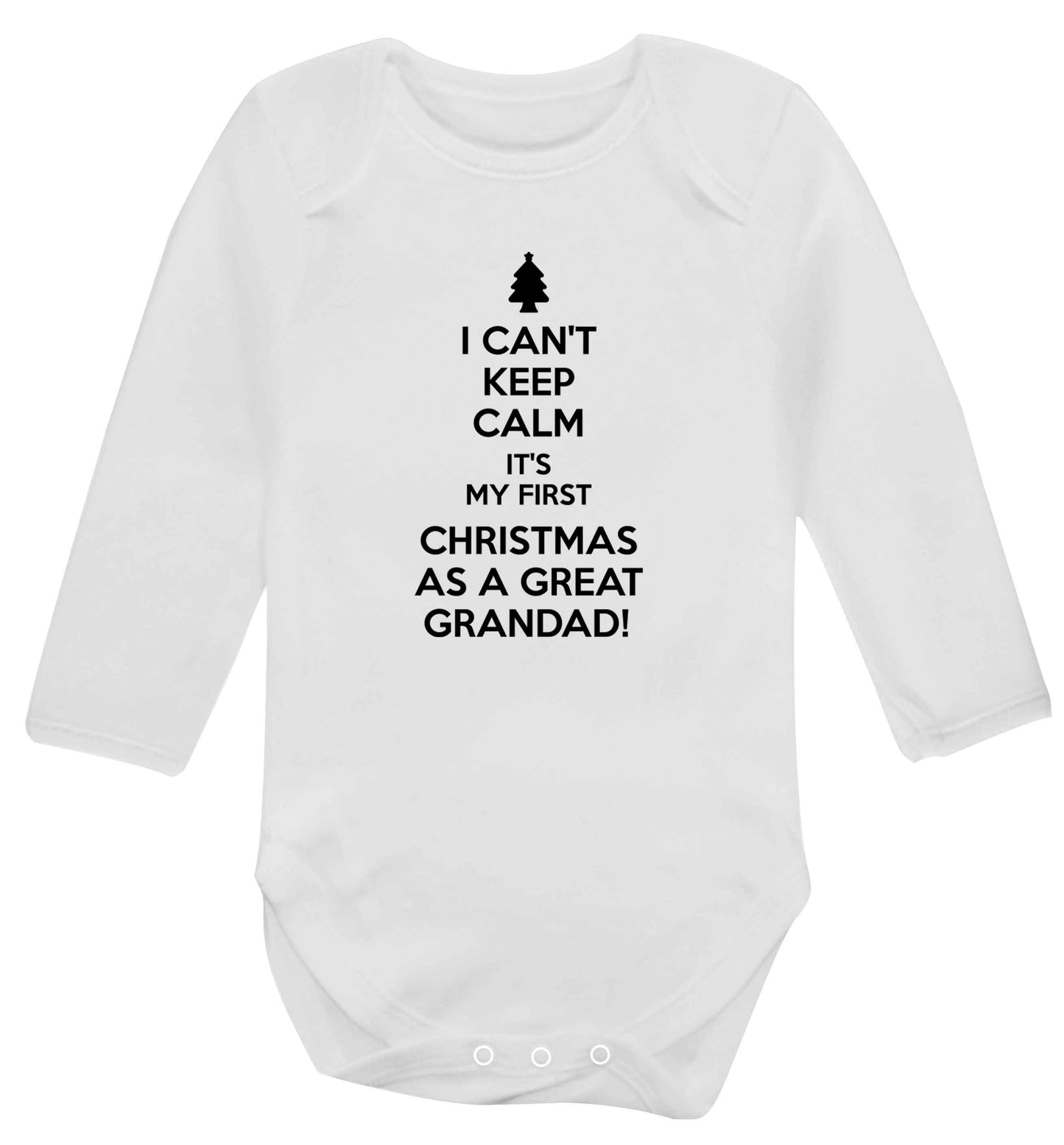 I can't keep calm it's my first Christmas as a great grandad! Baby Vest long sleeved white 6-12 months