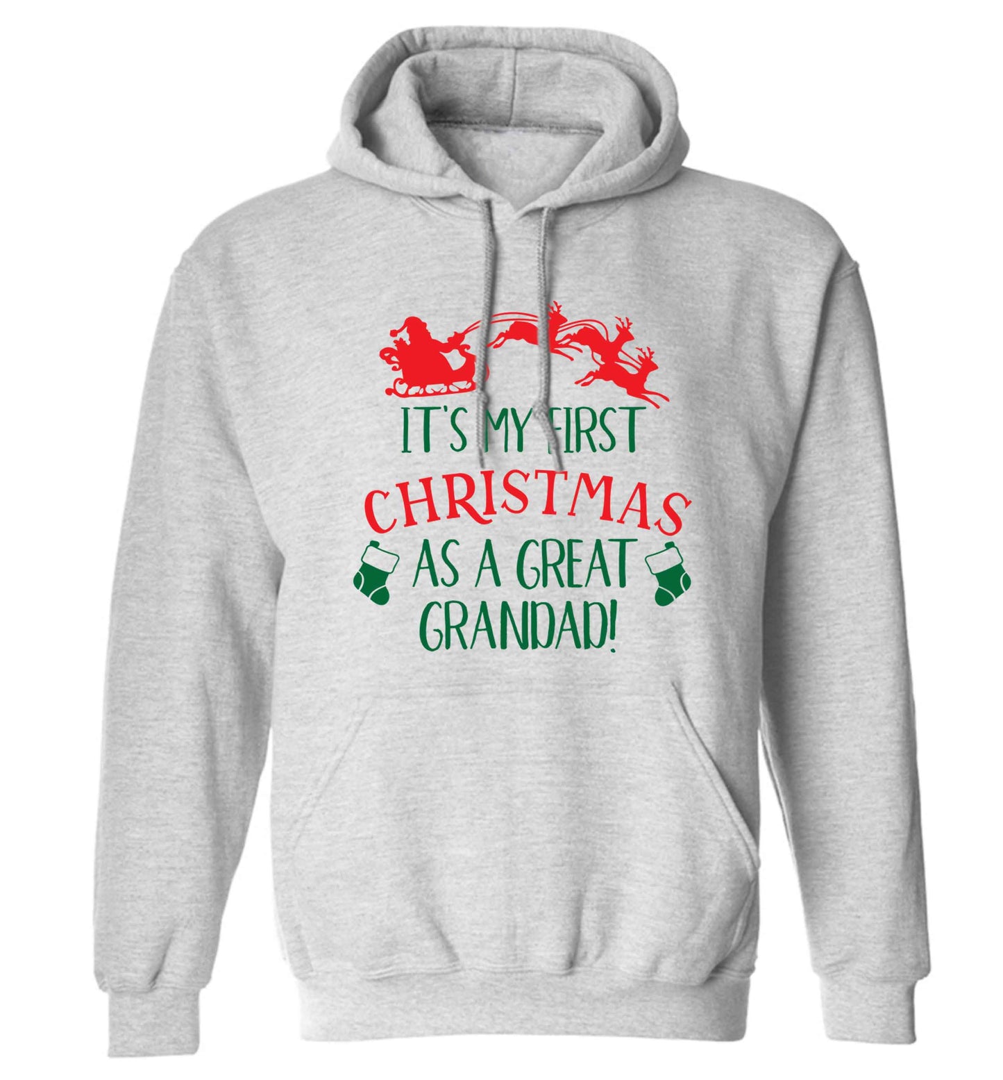 It's my first Christmas as a great grandad! adults unisex grey hoodie 2XL
