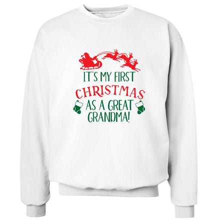 It's my first Christmas as a great grandma! Adult's unisex white Sweater 2XL