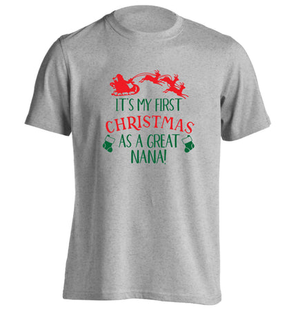 It's my first Christmas as a great nana! adults unisex grey Tshirt 2XL