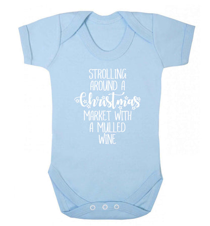Strolling around a Christmas market with mulled wine Baby Vest pale blue 18-24 months