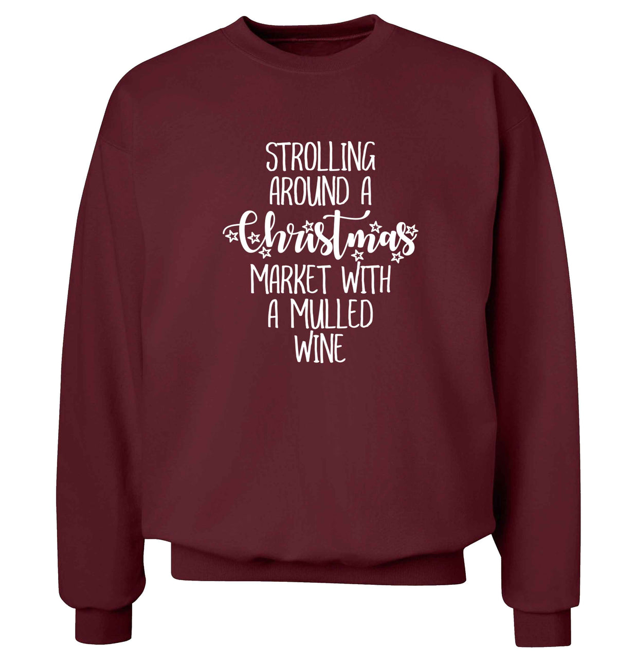 Strolling around a Christmas market with mulled wine Adult's unisex maroon Sweater 2XL
