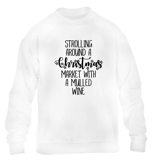 Strolling around a Christmas market with mulled wine children's white sweater 12-13 Years