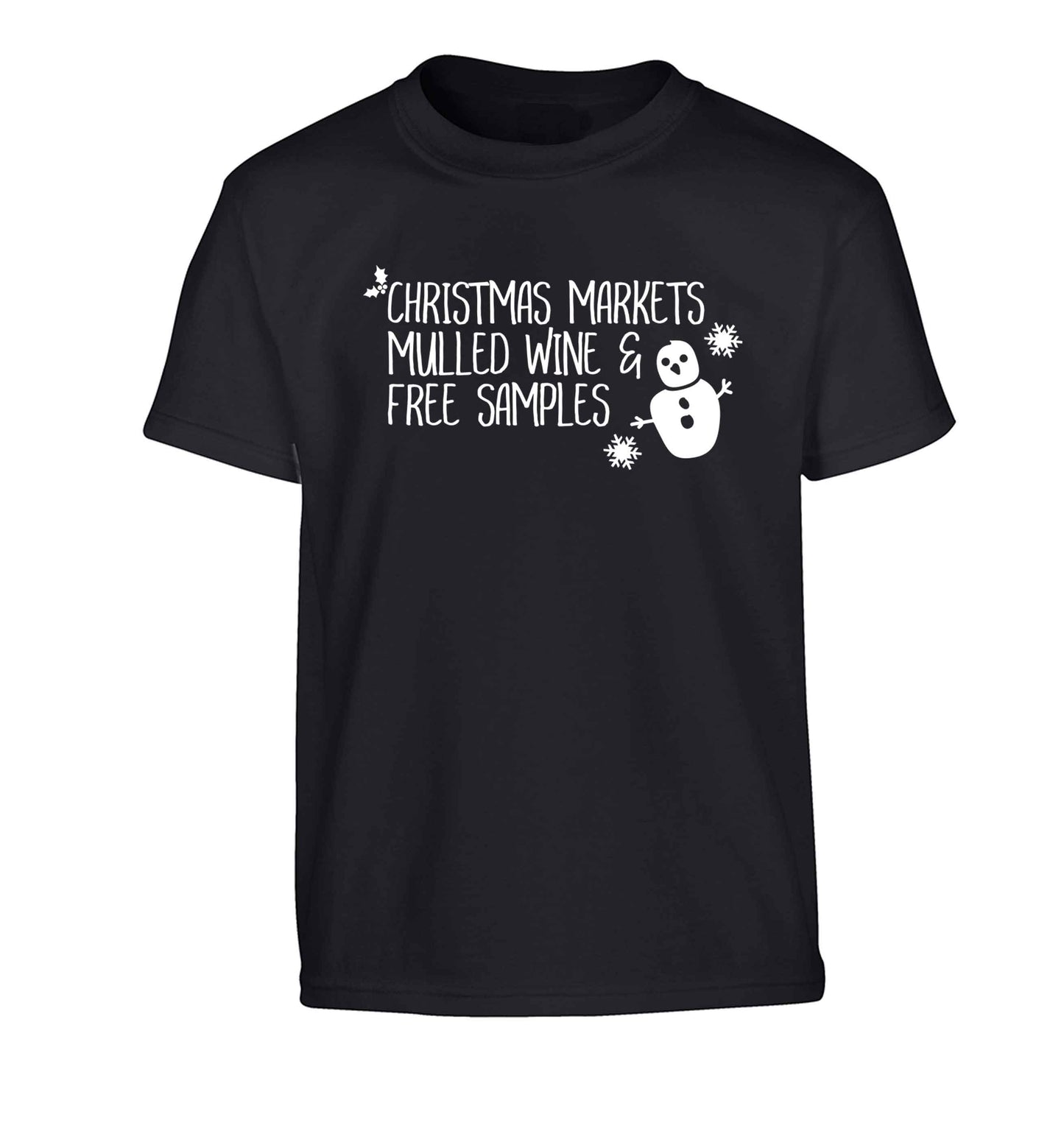 Christmas market mulled wine & free samples Children's black Tshirt 12-13 Years