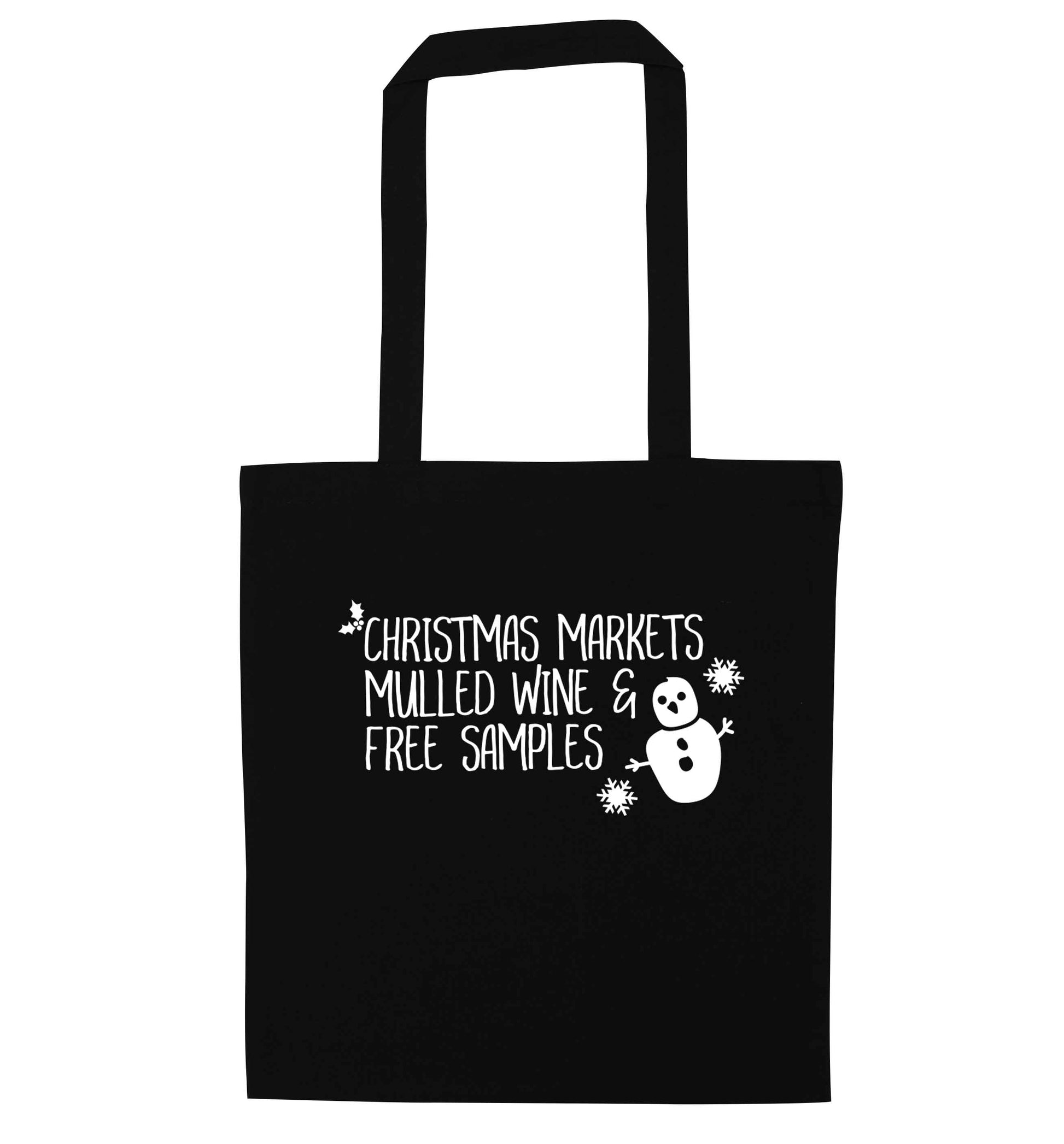 Christmas market mulled wine & free samples black tote bag