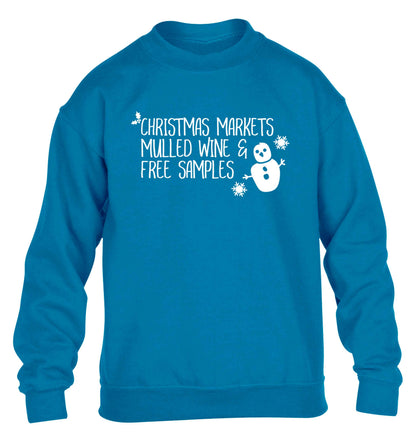 Christmas market mulled wine & free samples children's blue sweater 12-13 Years