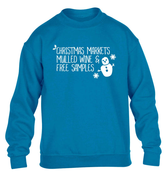 Christmas market mulled wine & free samples children's blue sweater 12-13 Years