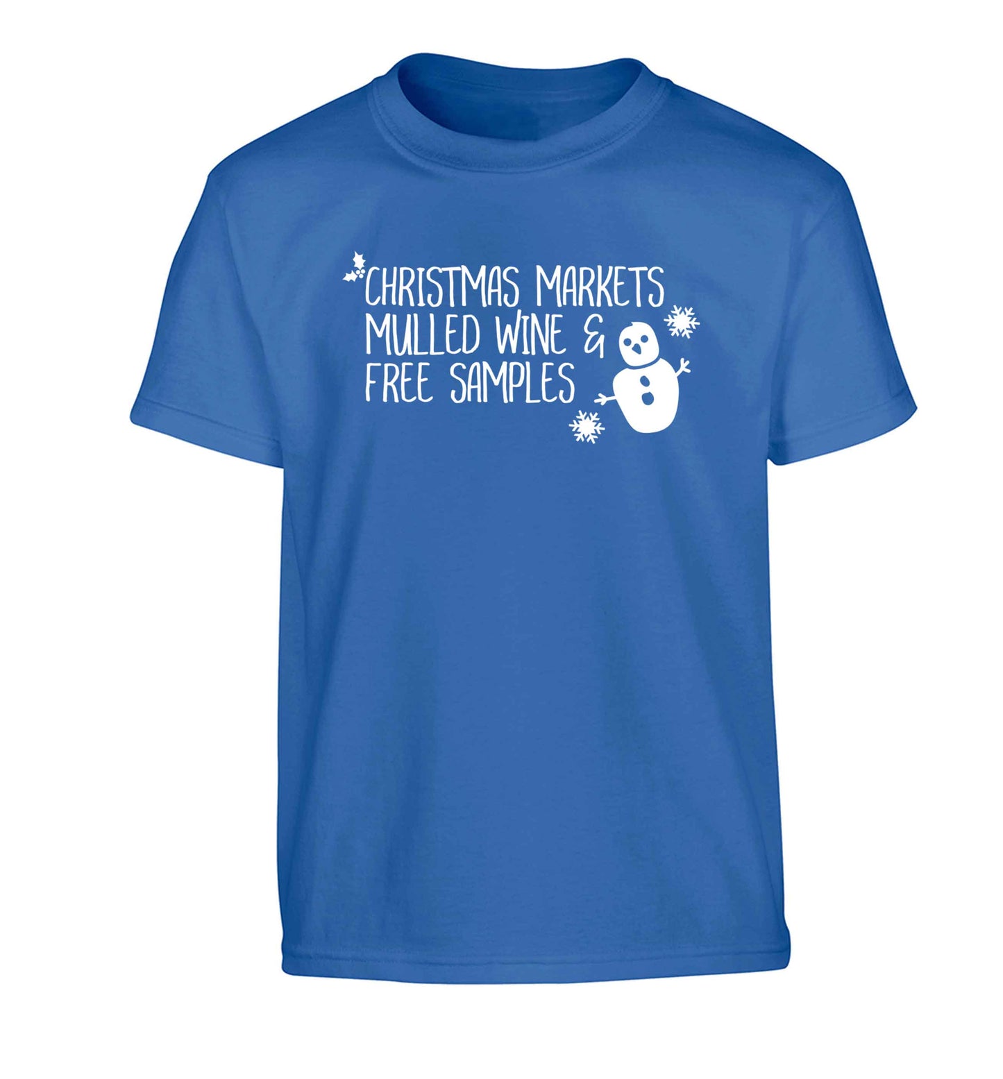 Christmas market mulled wine & free samples Children's blue Tshirt 12-13 Years