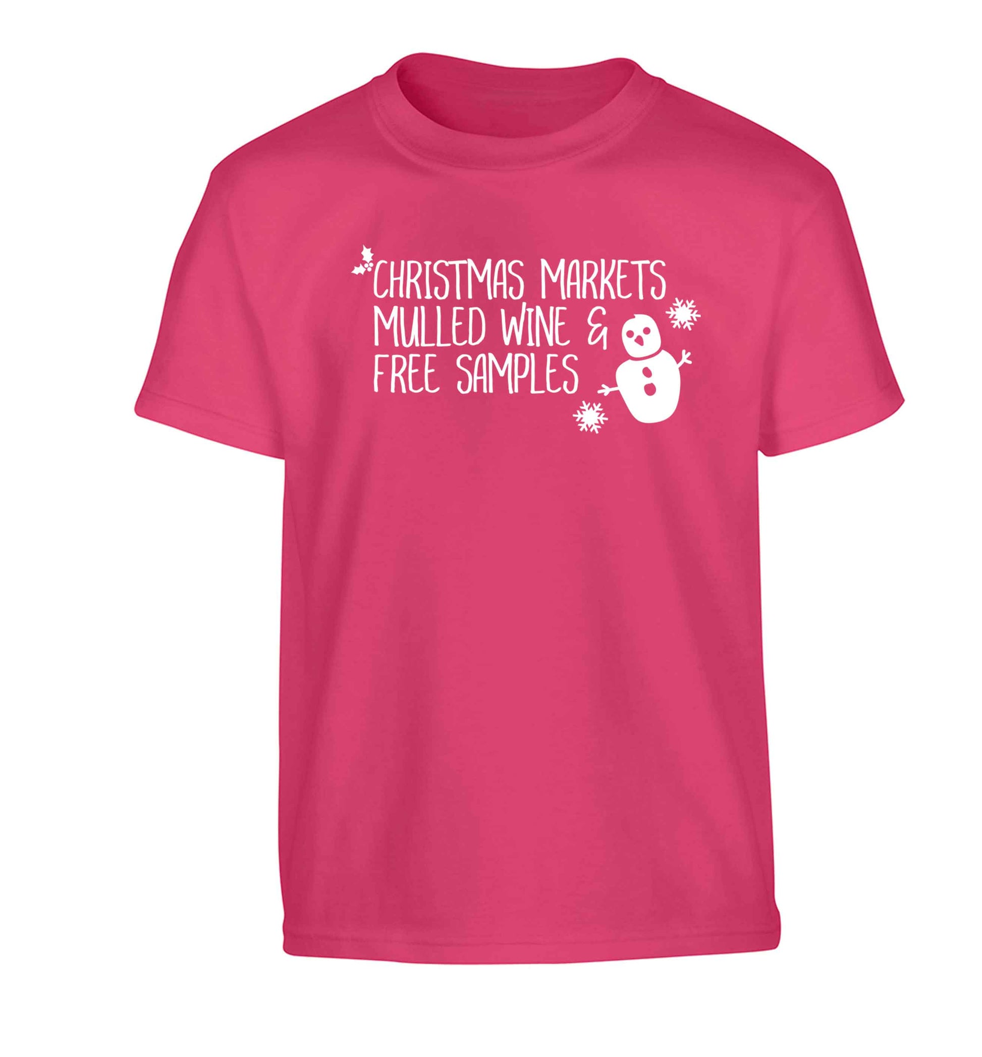 Christmas market mulled wine & free samples Children's pink Tshirt 12-13 Years