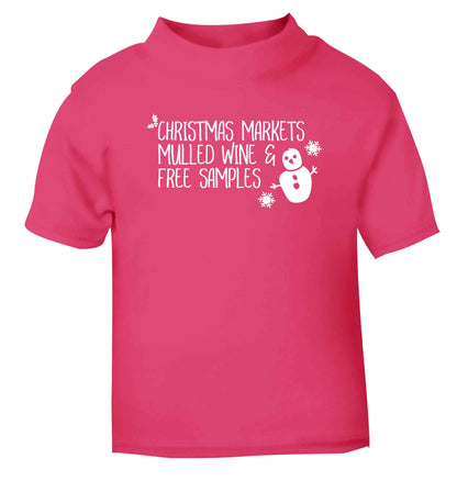 Christmas market mulled wine & free samples pink Baby Toddler Tshirt 2 Years