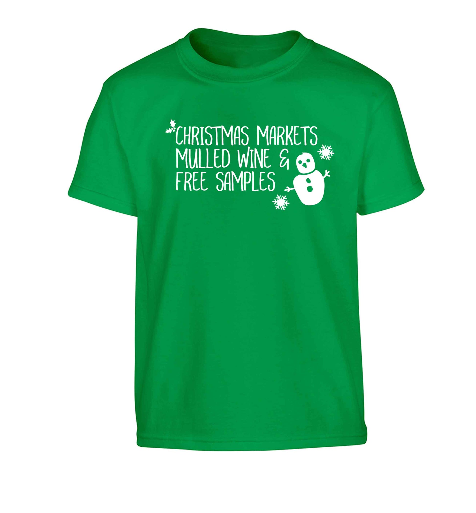 Christmas market mulled wine & free samples Children's green Tshirt 12-13 Years