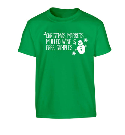 Christmas market mulled wine & free samples Children's green Tshirt 12-13 Years