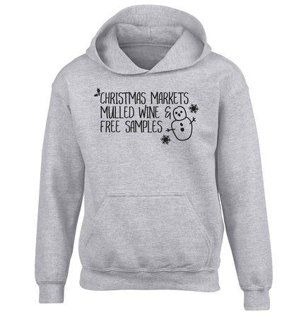 Christmas market mulled wine & free samples children's grey hoodie 12-13 Years