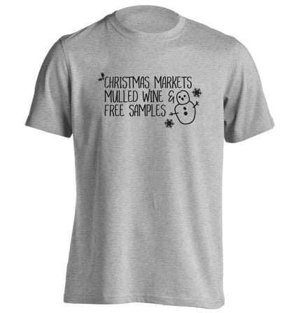 Christmas market mulled wine & free samples adults unisex grey Tshirt 2XL