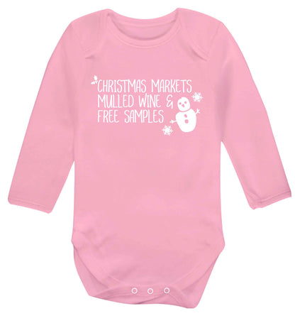 Christmas market mulled wine & free samples Baby Vest long sleeved pale pink 6-12 months