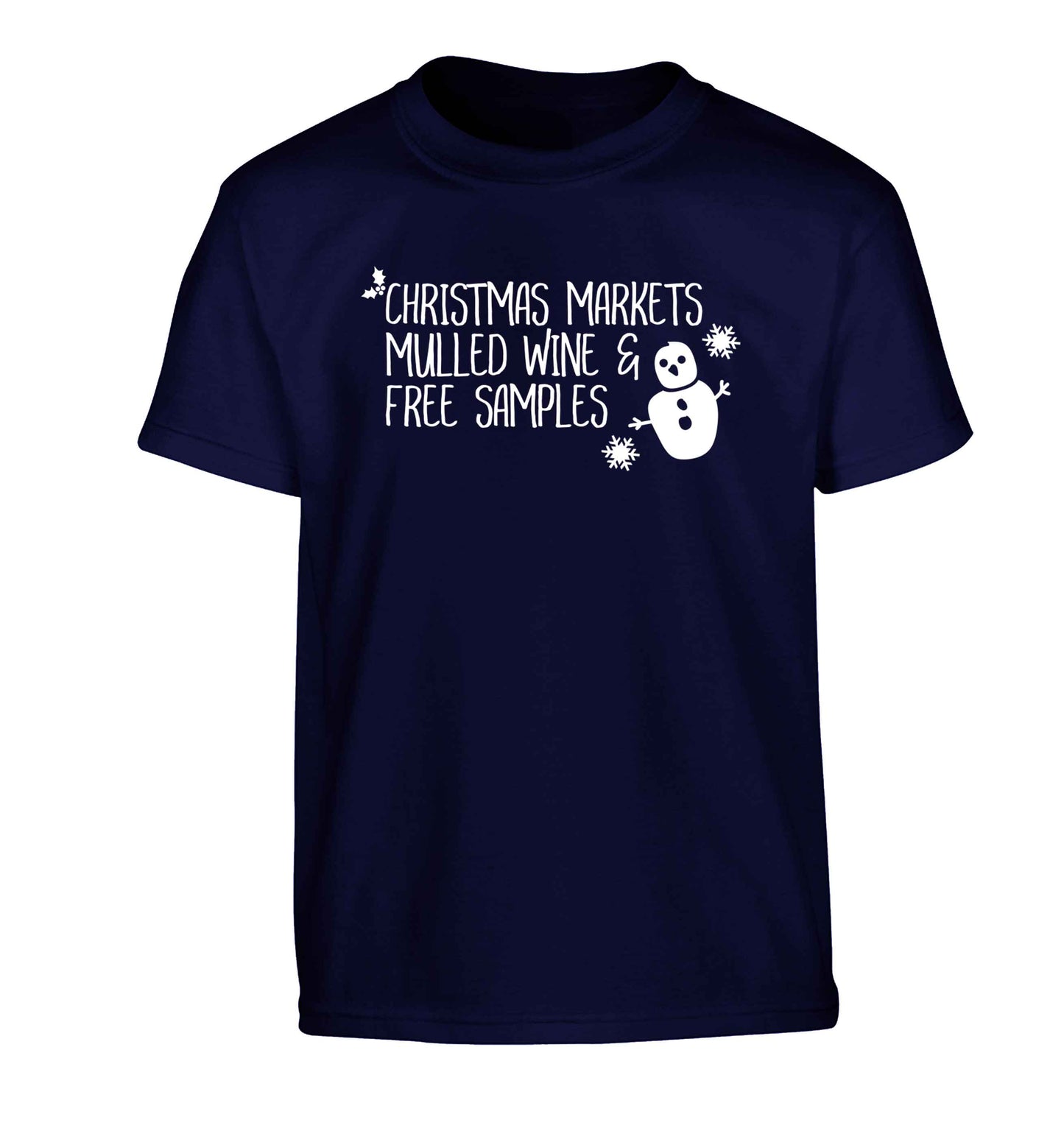 Christmas market mulled wine & free samples Children's navy Tshirt 12-13 Years