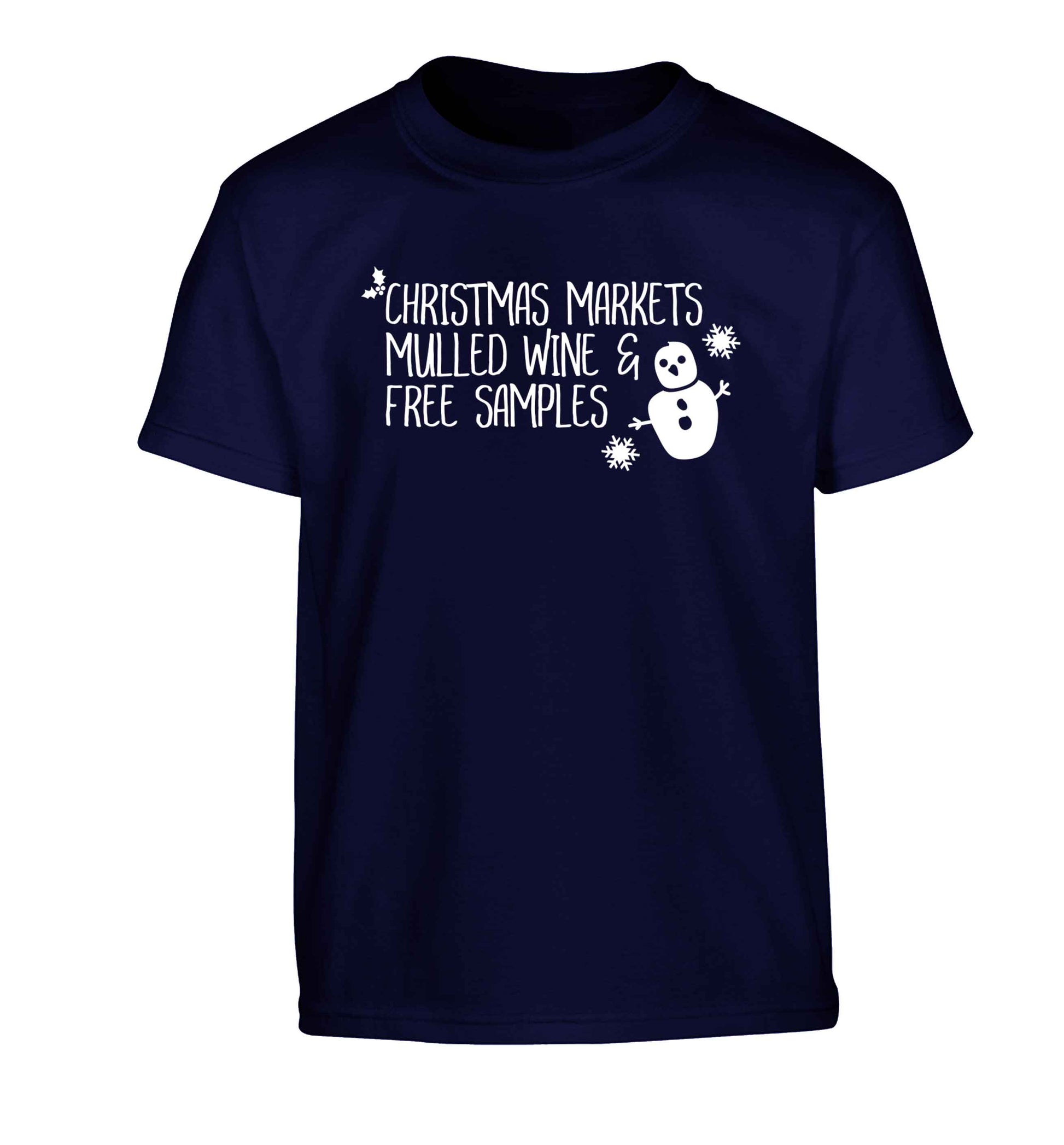 Christmas market mulled wine & free samples Children's navy Tshirt 12-13 Years