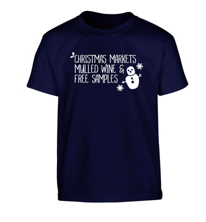 Christmas market mulled wine & free samples Children's navy Tshirt 12-13 Years