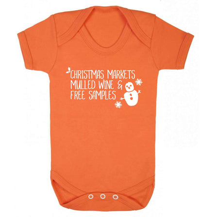 Christmas market mulled wine & free samples Baby Vest orange 18-24 months