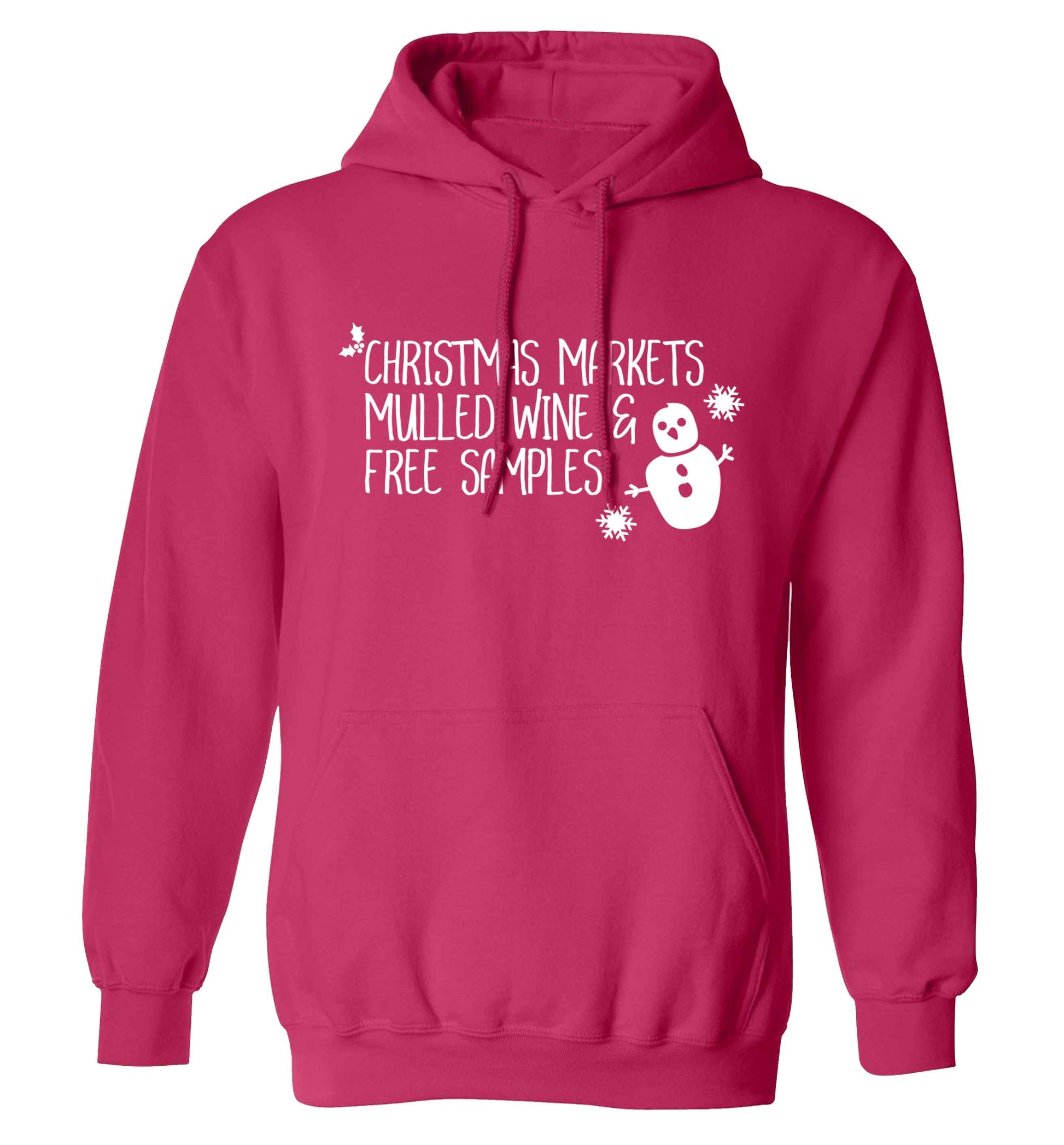 Christmas market mulled wine & free samples adults unisex pink hoodie 2XL