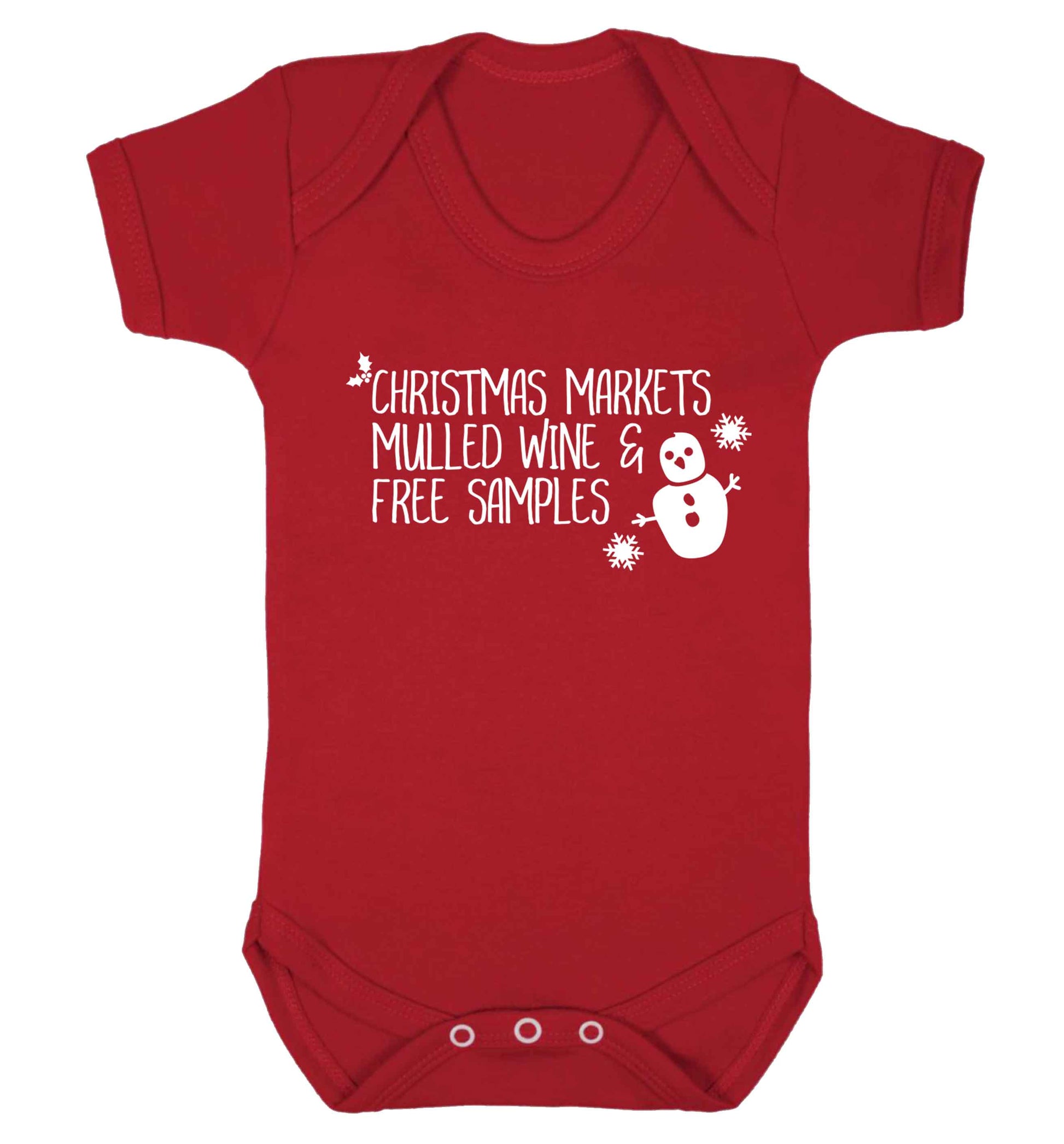 Christmas market mulled wine & free samples Baby Vest red 18-24 months