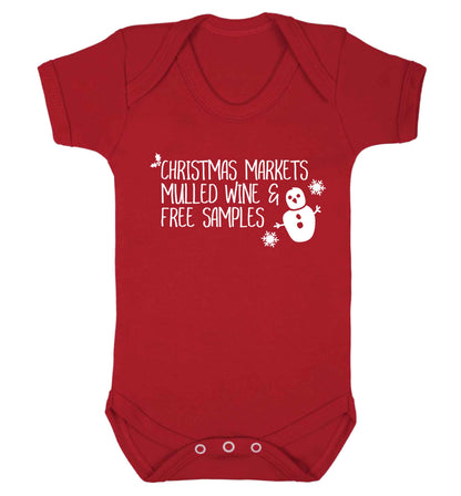 Christmas market mulled wine & free samples Baby Vest red 18-24 months