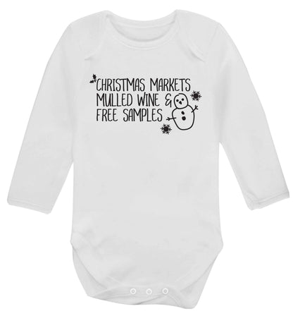 Christmas market mulled wine & free samples Baby Vest long sleeved white 6-12 months