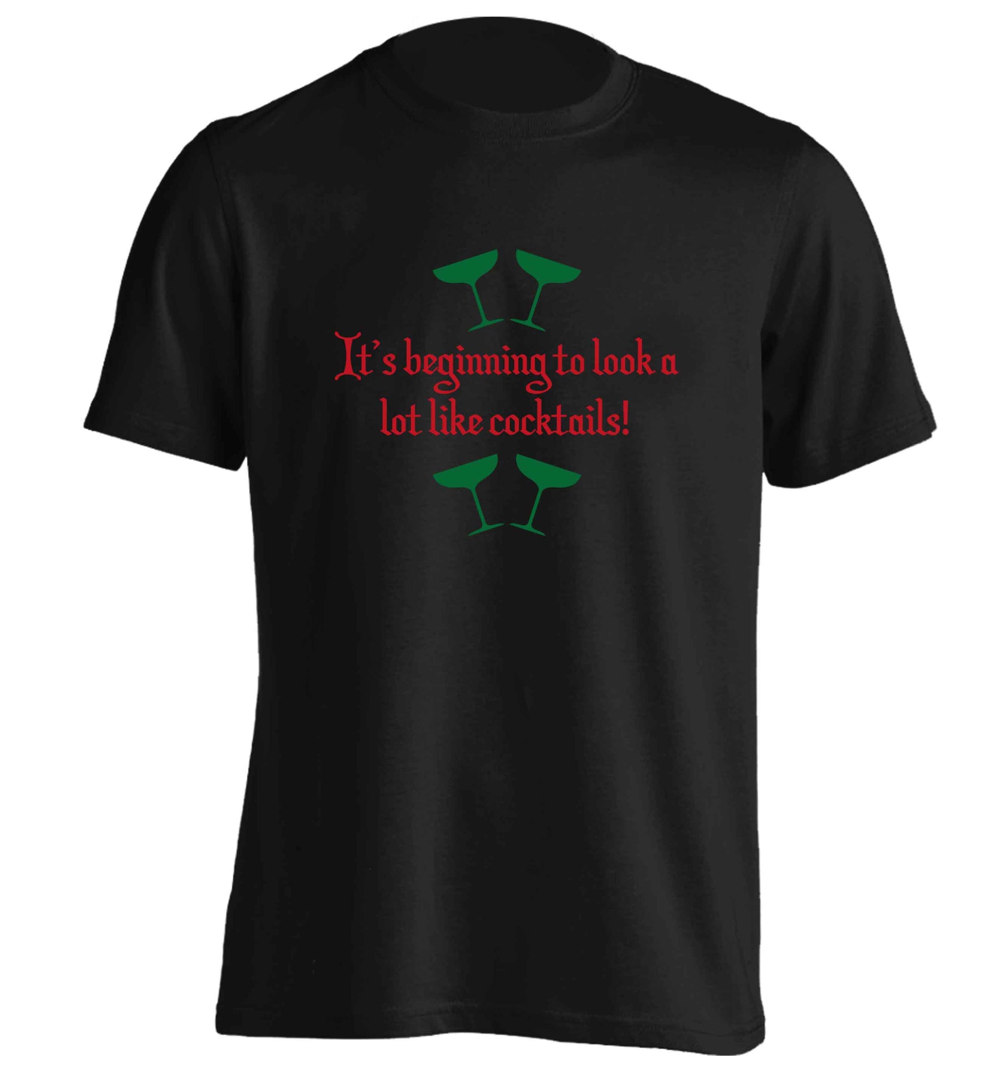 It's beginning to look a lot like cocktails adults unisex black Tshirt 2XL