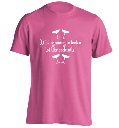 It's beginning to look a lot like cocktails adults unisex pink Tshirt 2XL