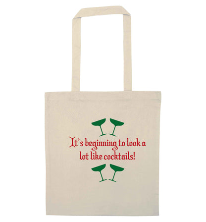 It's beginning to look a lot like cocktails natural tote bag