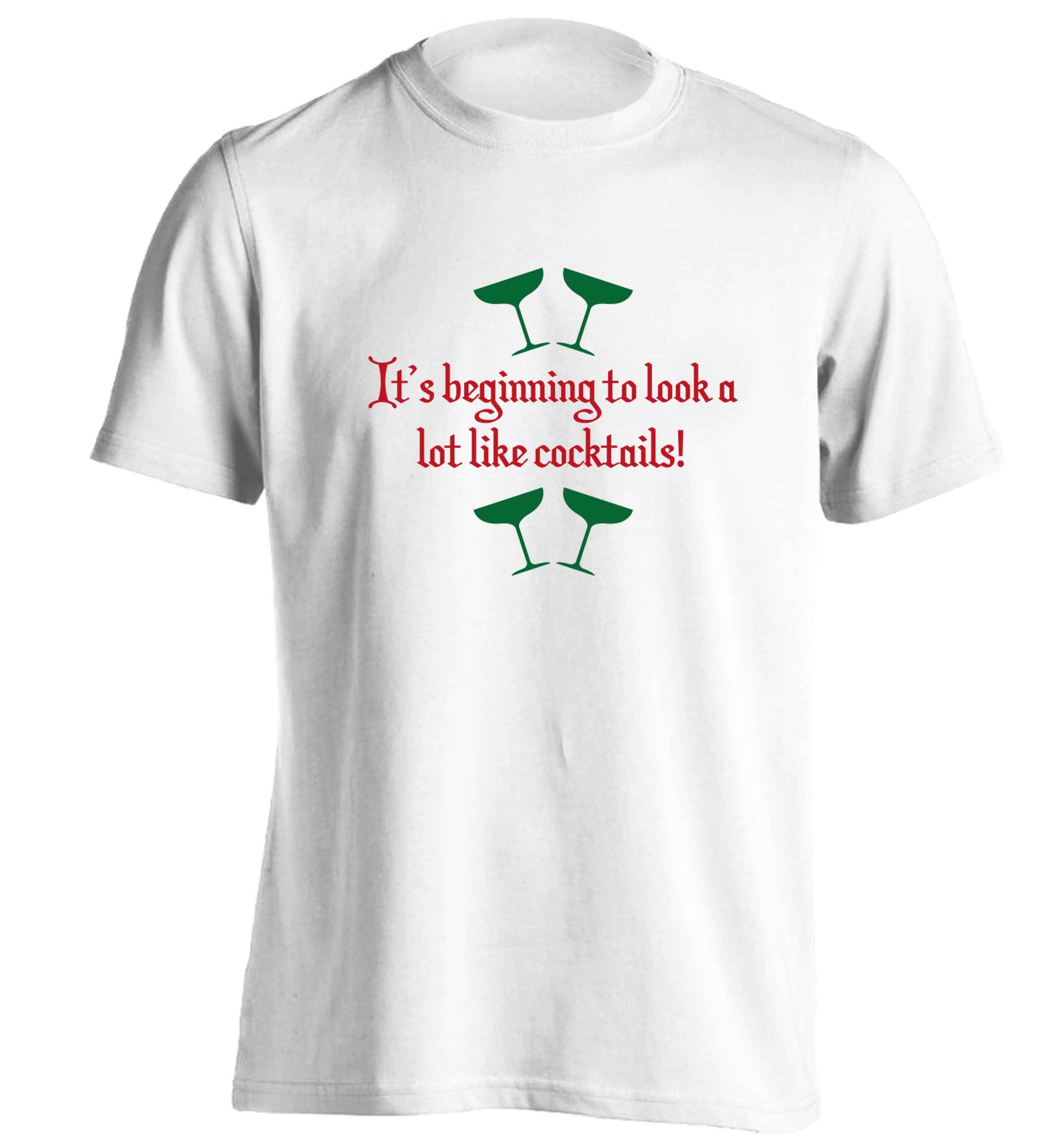 It's beginning to look a lot like cocktails adults unisex white Tshirt 2XL
