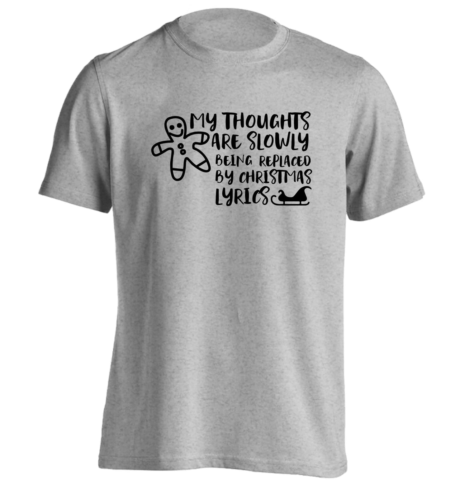 My thoughts are slowly being replaced by Christmas lyrics adults unisex grey Tshirt 2XL