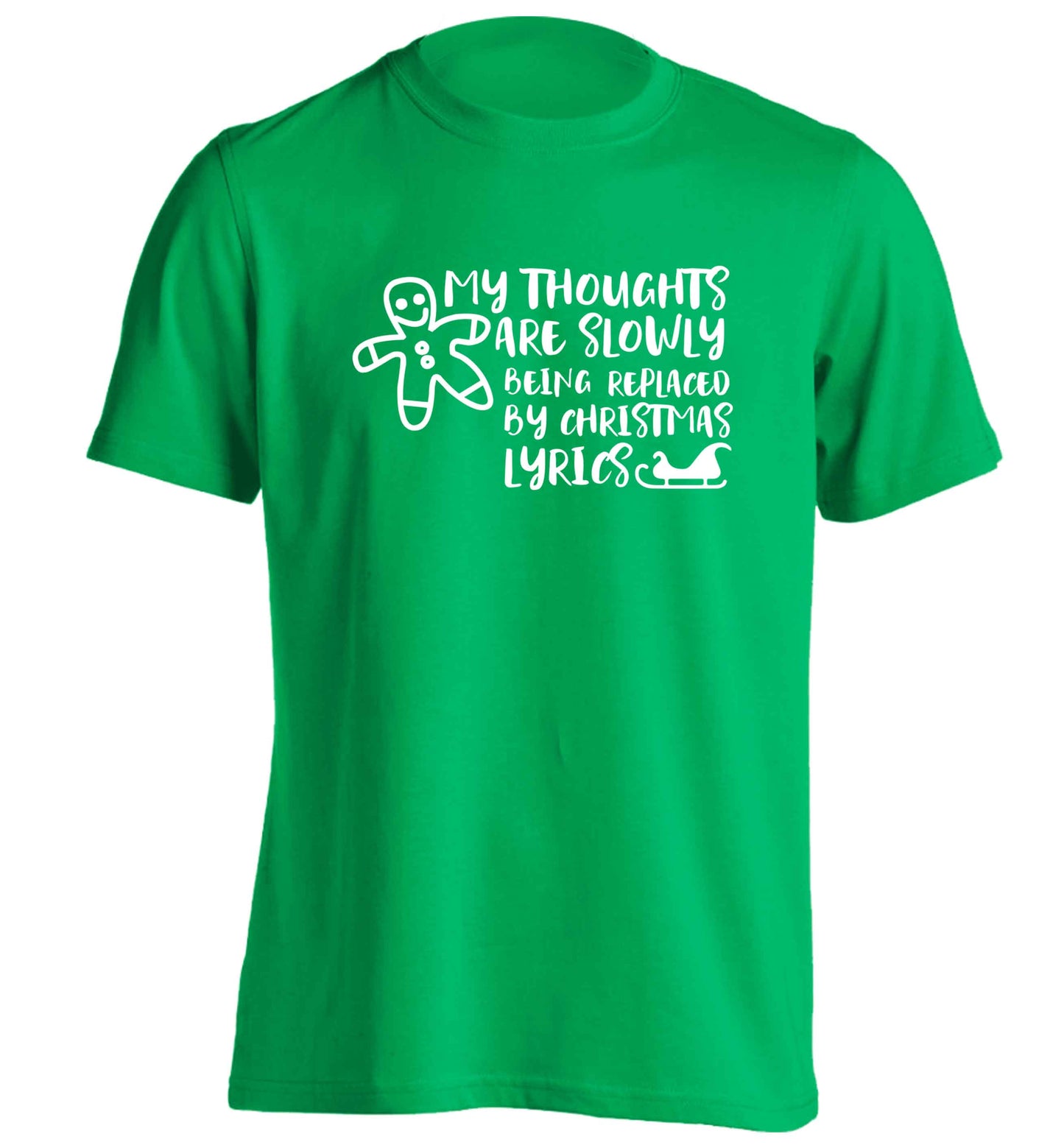 My thoughts are slowly being replaced by Christmas lyrics adults unisex green Tshirt 2XL