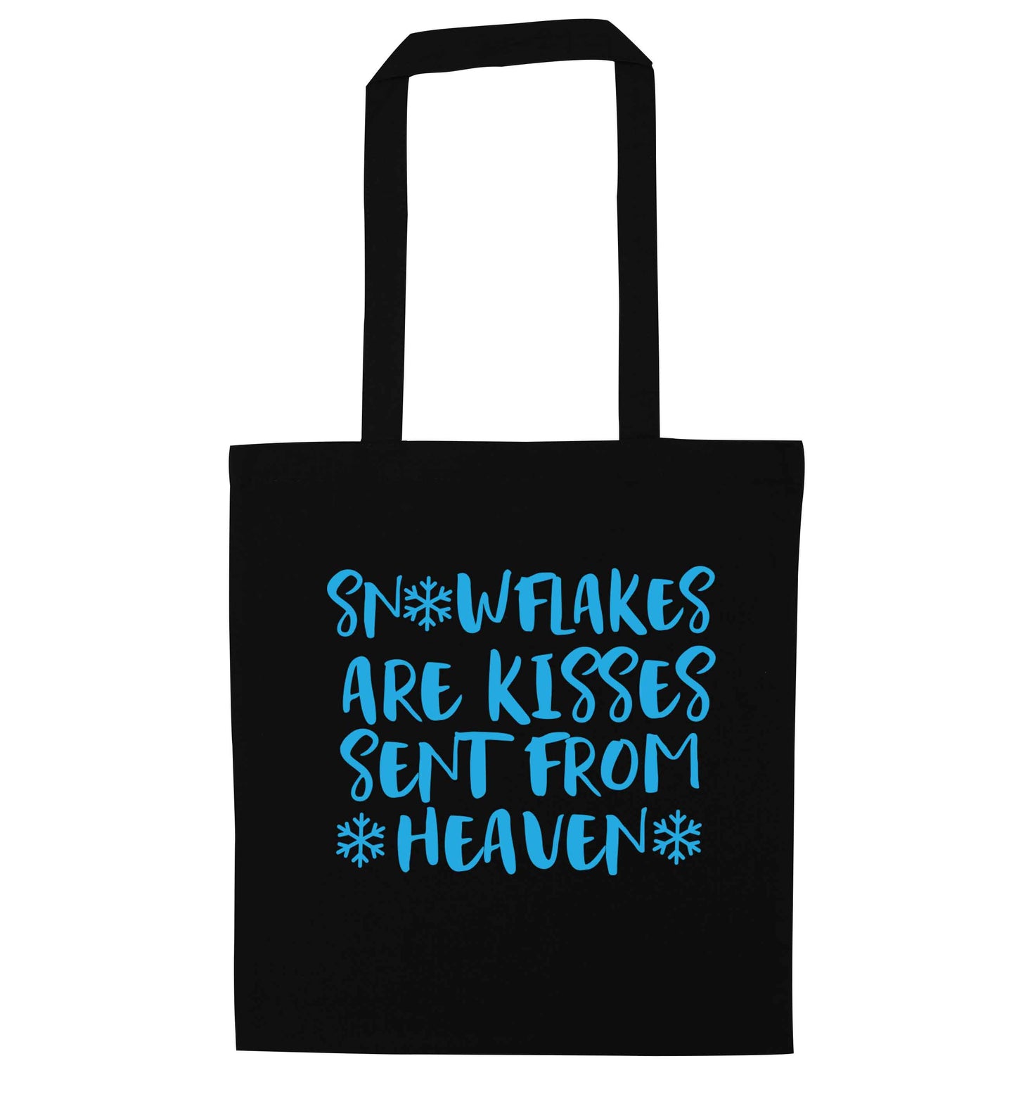 Snowflakes are kisses sent from heaven black tote bag
