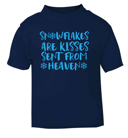 Snowflakes are kisses sent from heaven navy Baby Toddler Tshirt 2 Years