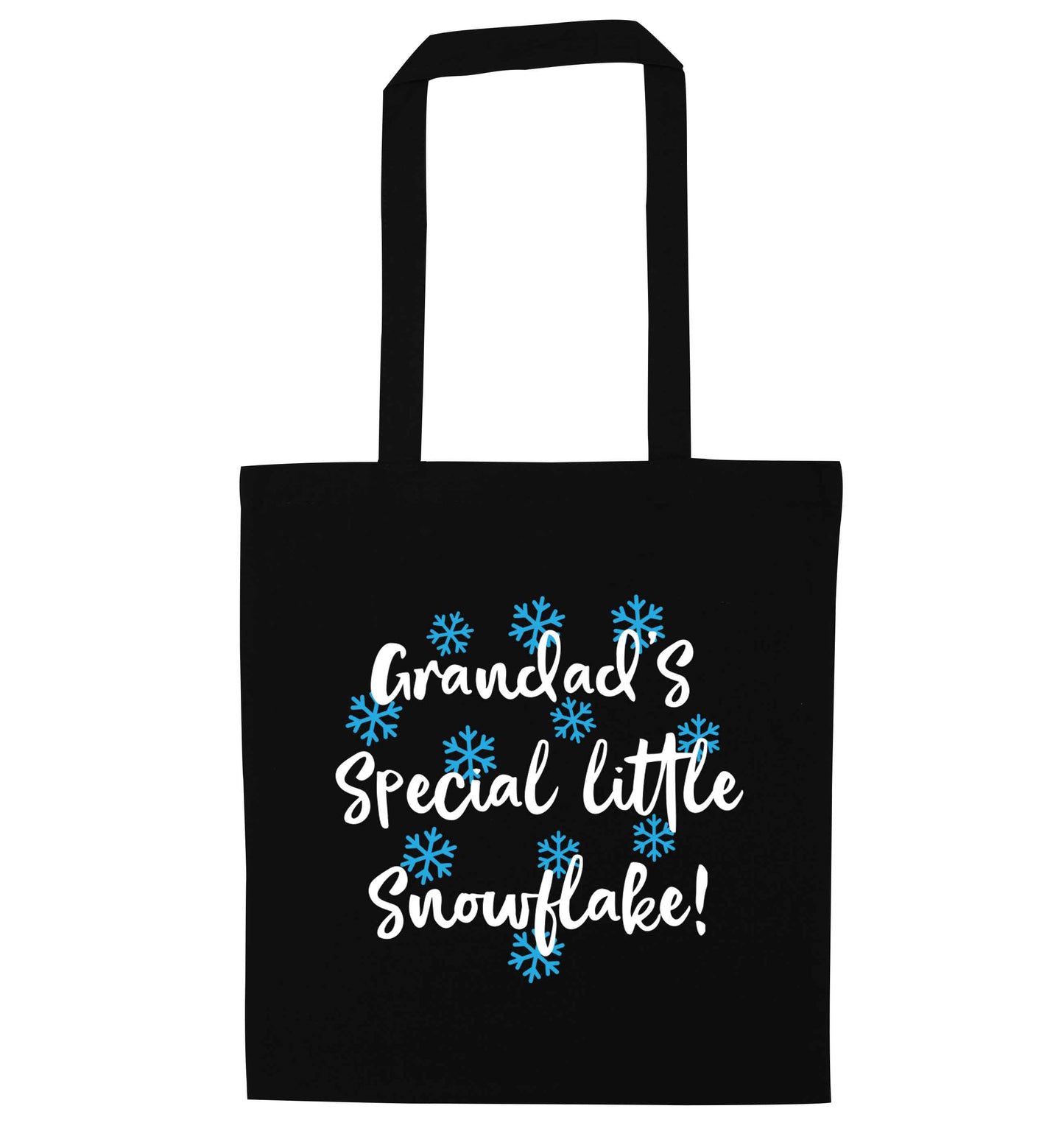 Grandad's special little snowflake black tote bag