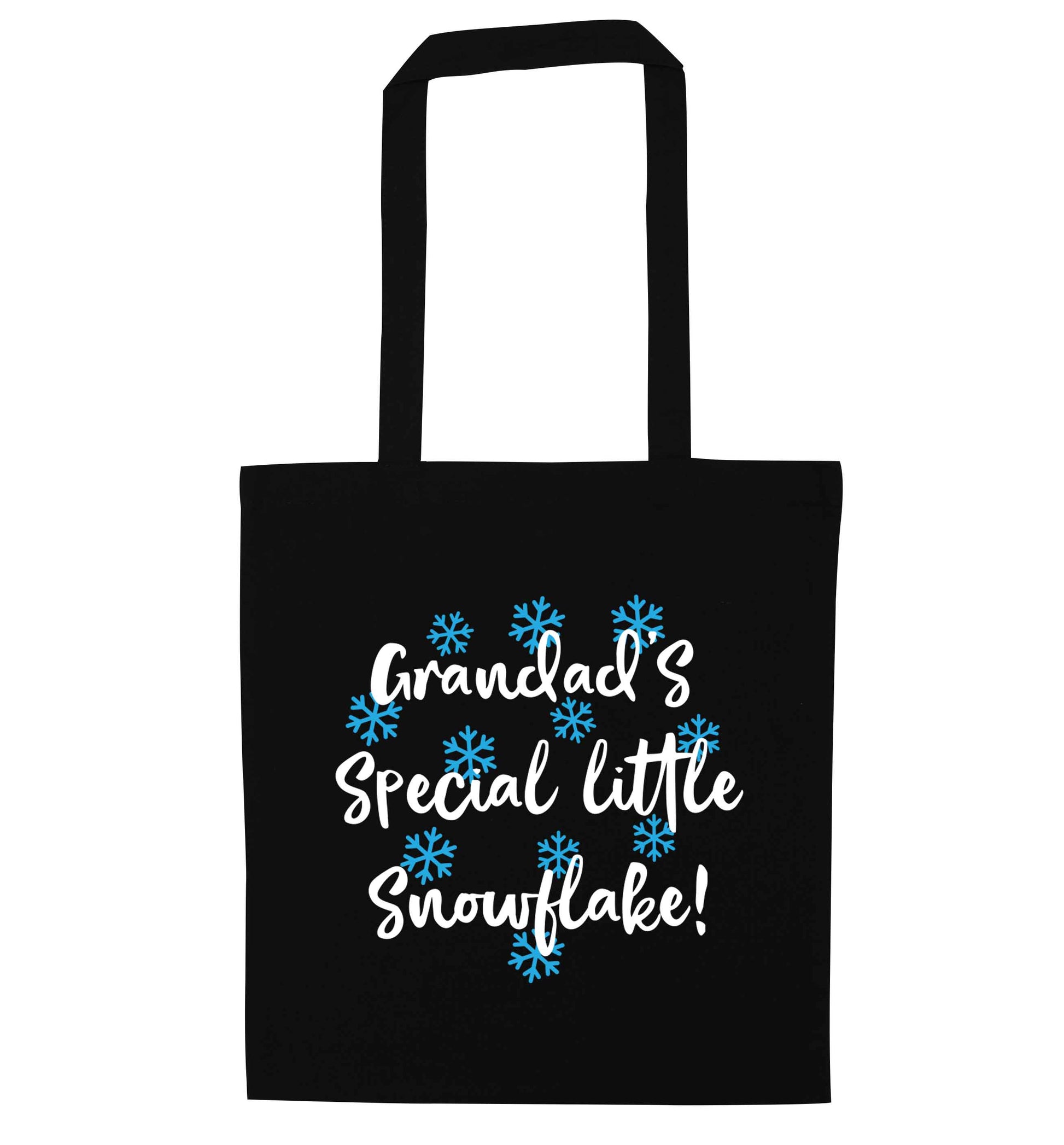 Grandad's special little snowflake black tote bag