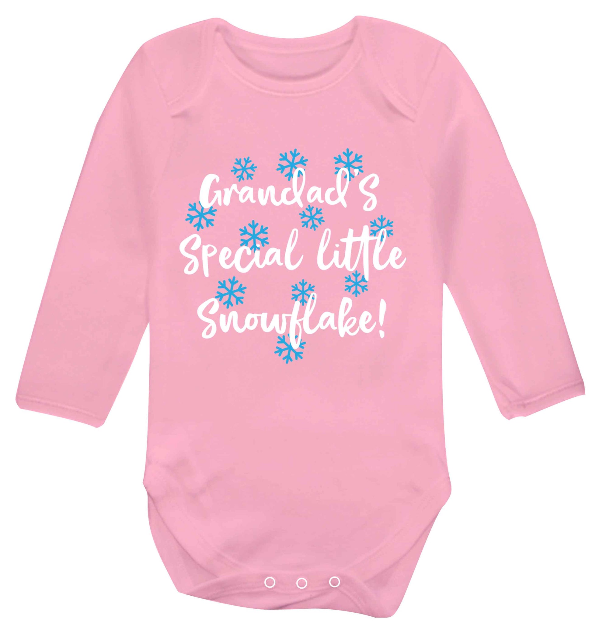 Grandad's special little snowflake Baby Vest long sleeved pale pink 6-12 months