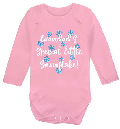 Grandad's special little snowflake Baby Vest long sleeved pale pink 6-12 months