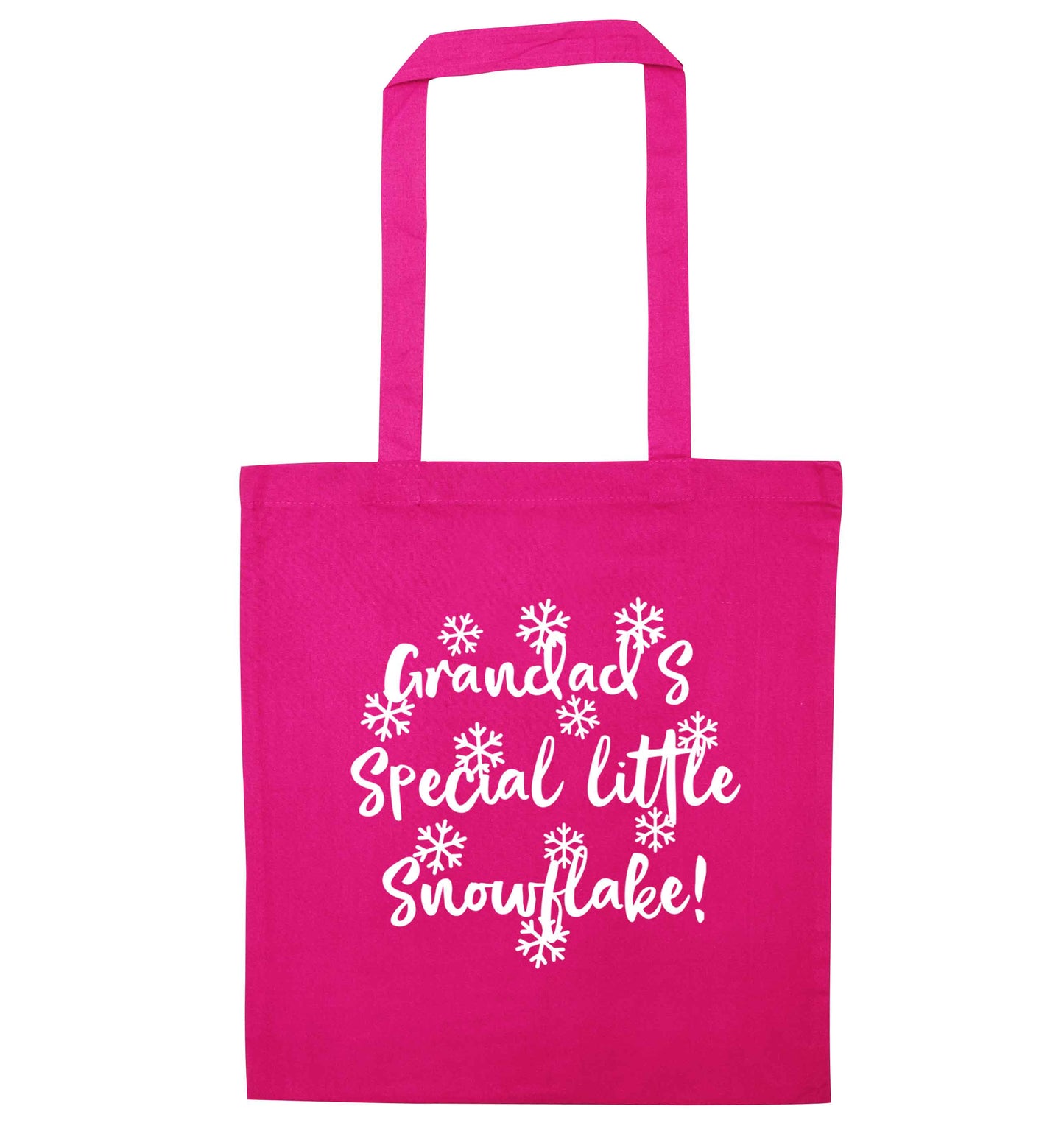 Grandad's special little snowflake pink tote bag