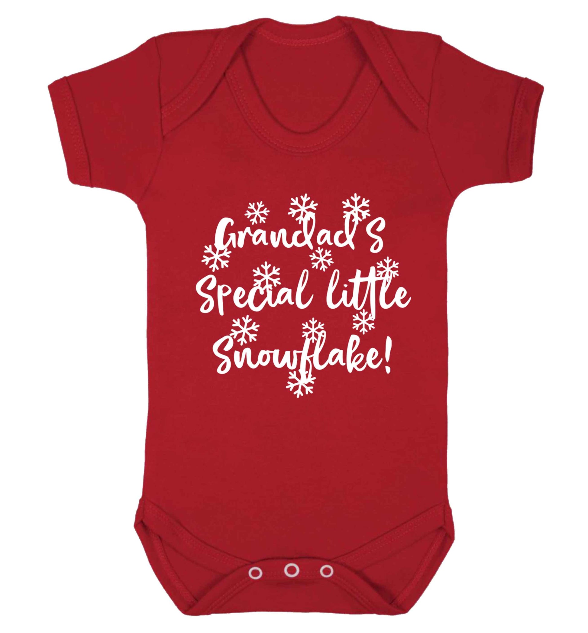 Grandad's special little snowflake Baby Vest red 18-24 months