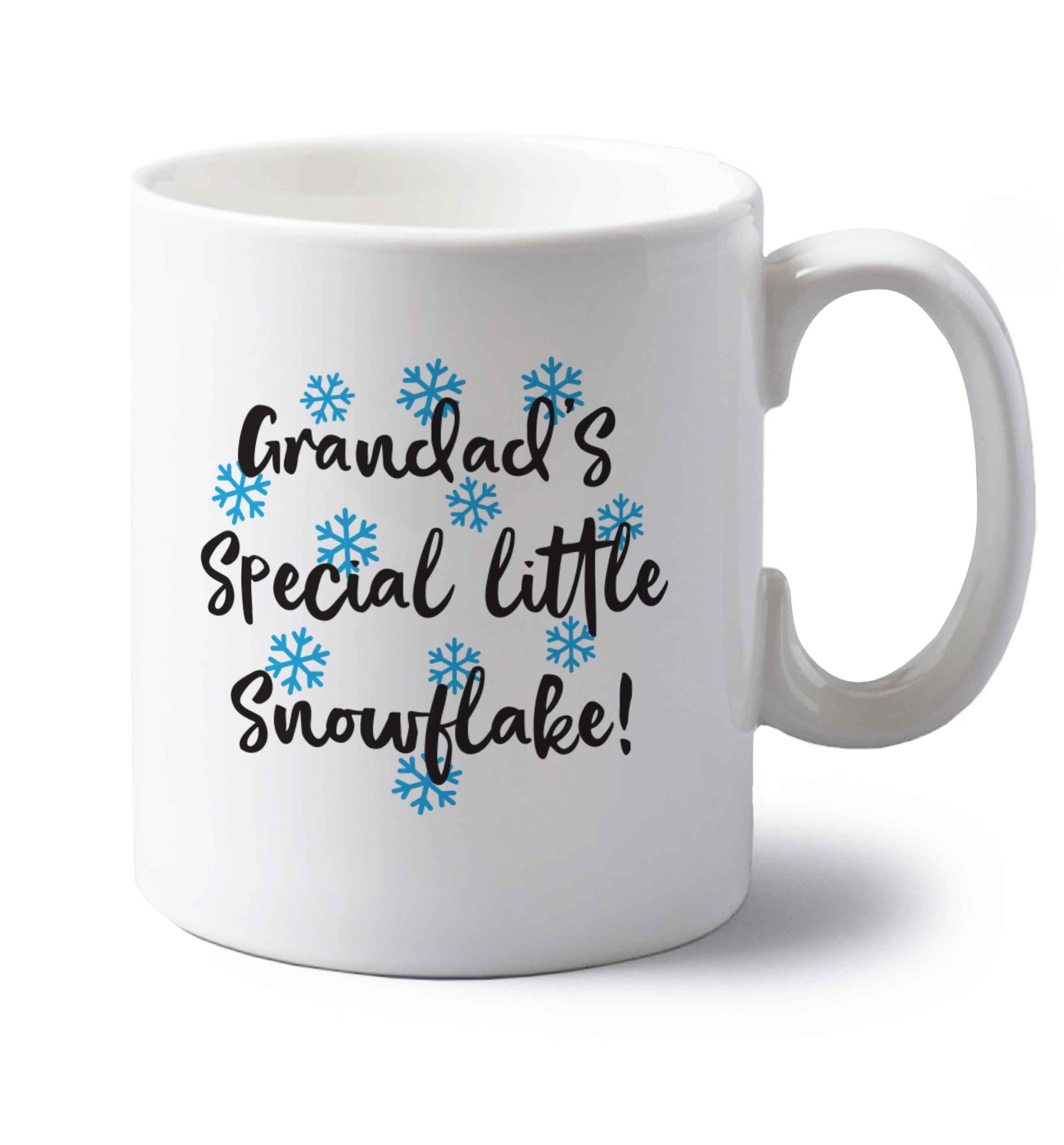 Grandad's special little snowflake left handed white ceramic mug 