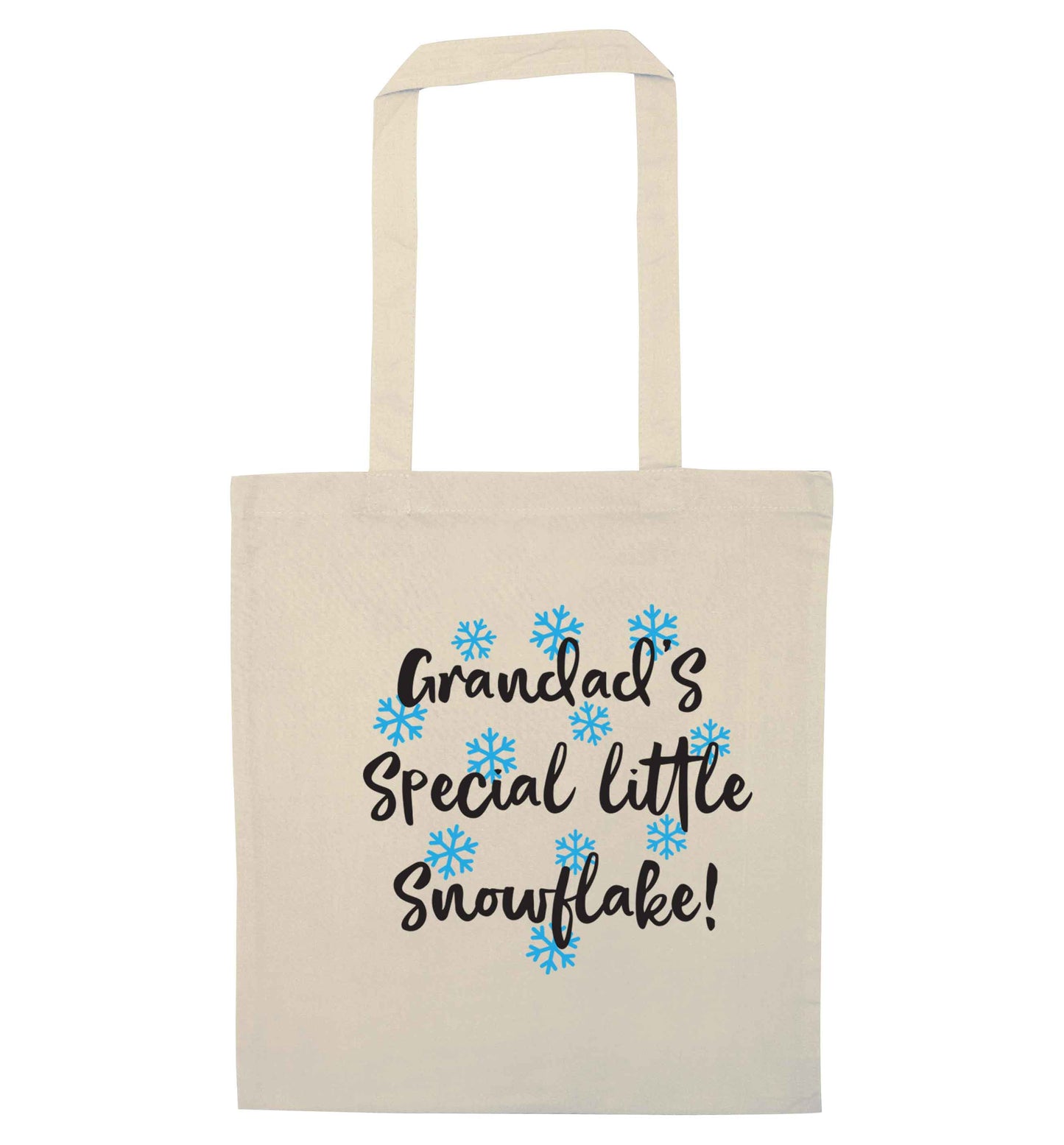 Grandad's special little snowflake natural tote bag